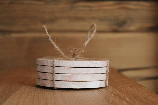 Dessous de verres rond rosée (x4)