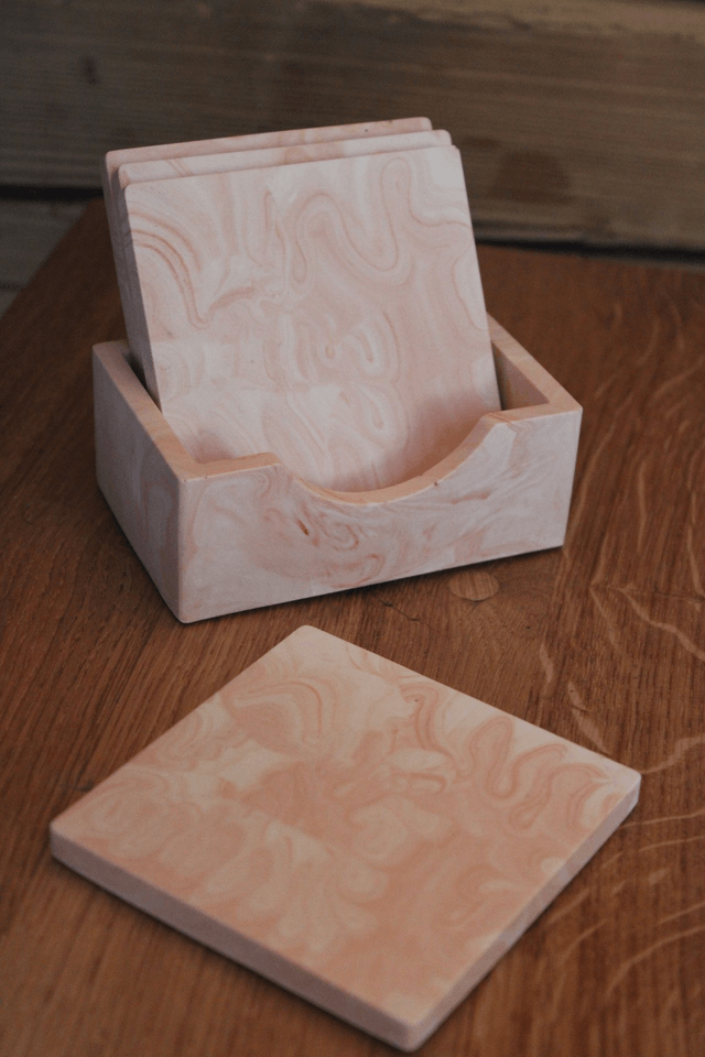 Dessous de verres rosée avec support (x4)