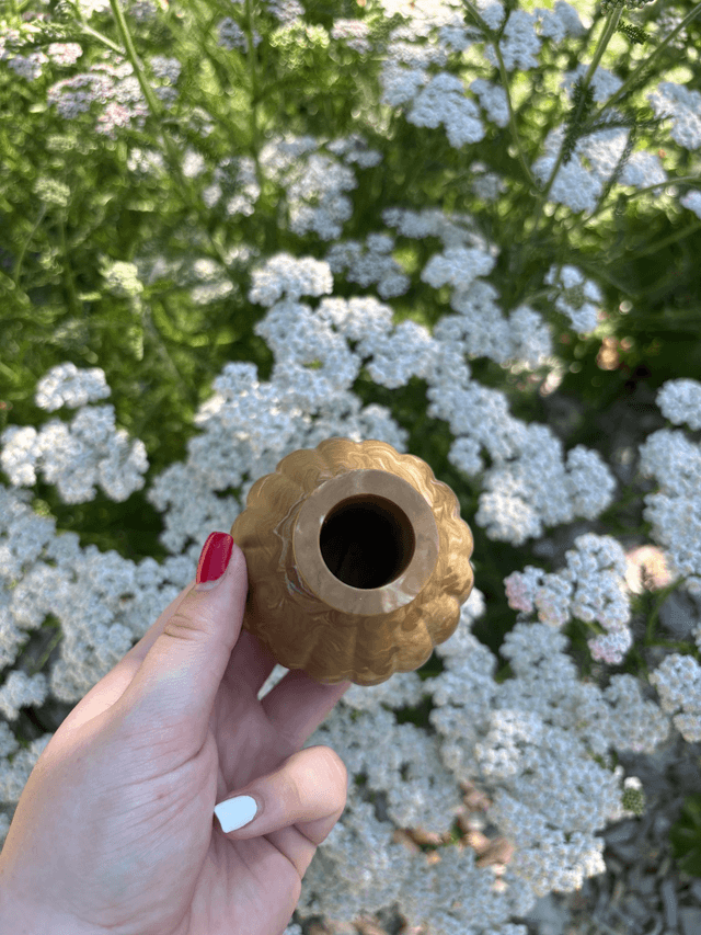 Vase marbré marron