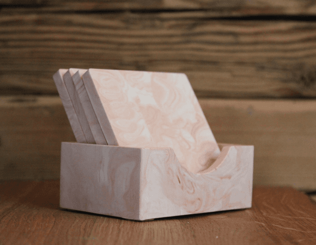 Dessous de verres rosée avec support (x4)